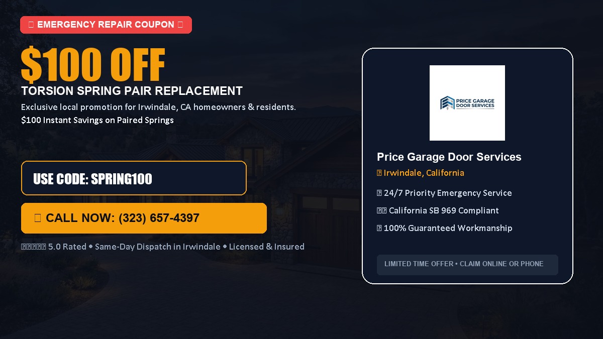 $100 OFF Heavy-Duty Torsion Spring Pair Replacement in Irwindale, CA