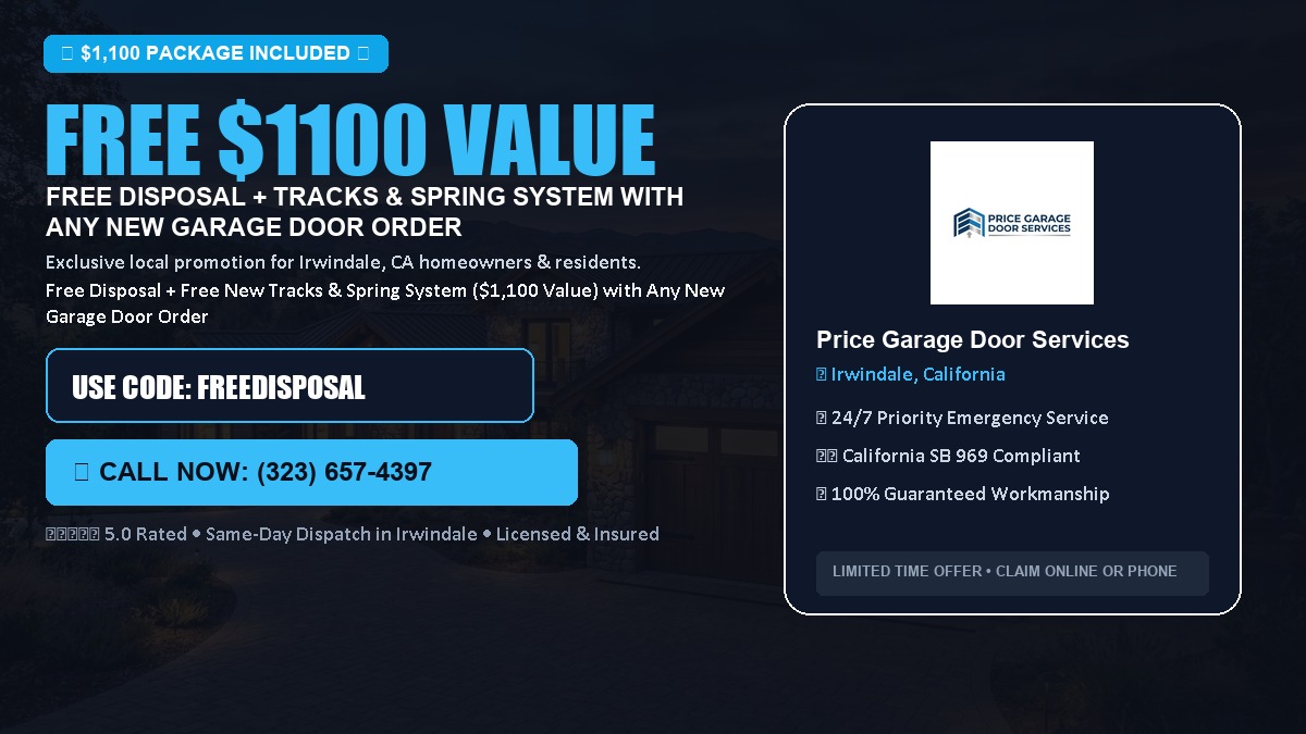 Free Disposal + Free New Tracks & Spring System with Any New Garage Door Order ($1100 Value) in Irwindale, CA