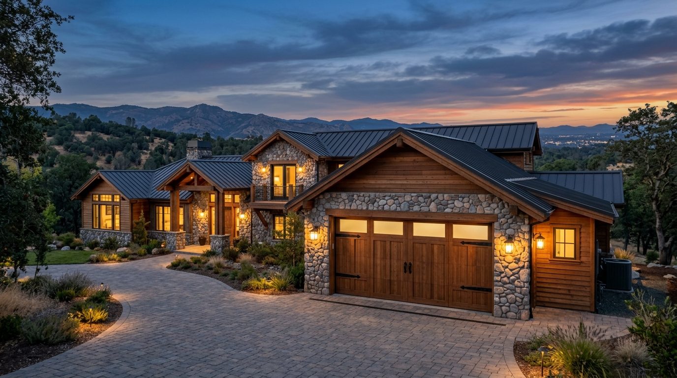 Price Garage Door Services Exterior Closed Garage Door at Twilight